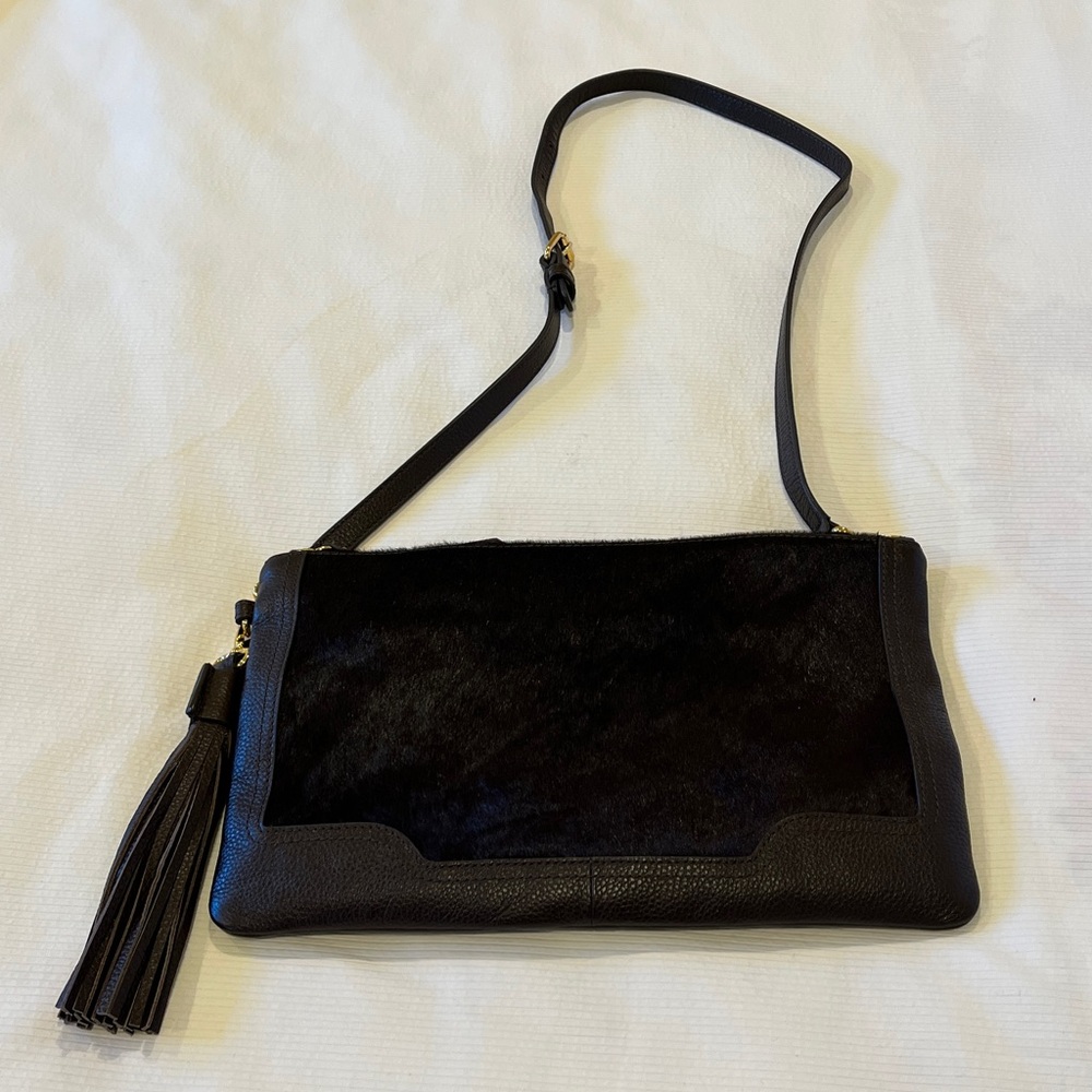 New BANANA REPUBLIC Brown Calf Hair and Leather Bag / Clutch, NWT & Never Used